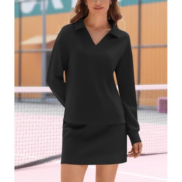 Casly Lamiit Two Piece Set Skort Jacket Tracksuit Matching Set Lounge Tennis Bla - Picture 7 of 12